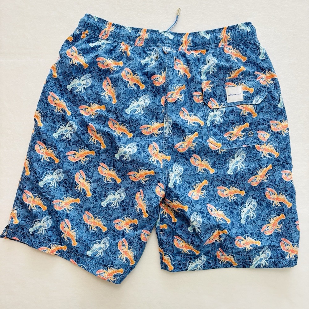 Peter Millar Swim Trunks Shorts Blue Lobsters Pattern 8" Inseam Medium